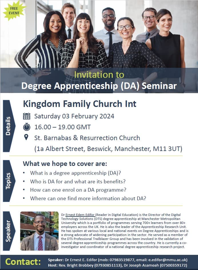 Degree Apprenticeship (DA) Seminar poster